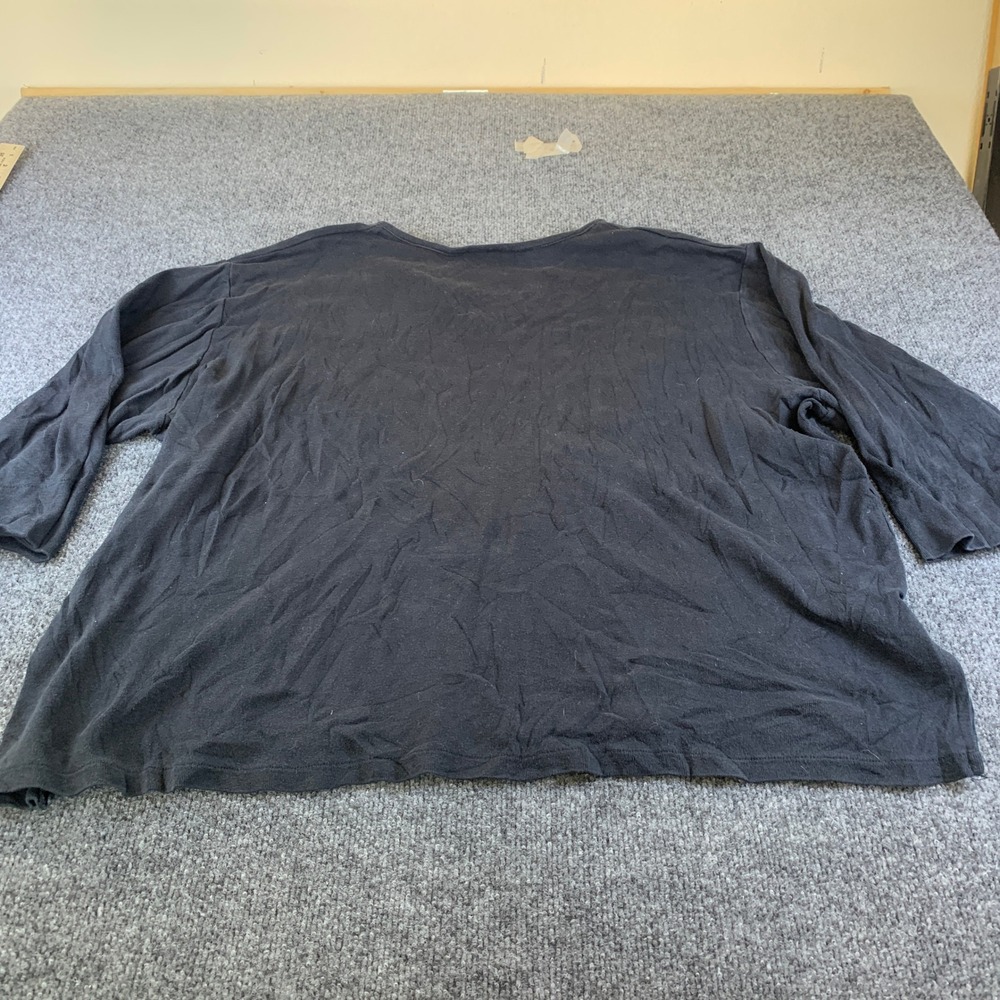 Venezia Jeans Clothing Co Womens Black Split V-Neck Long Sleeve Knit Top 4792